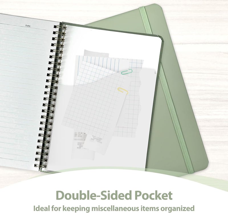 VALOME Journaling Notebooks, A5 Lined Spiral Notebook for Women & Men, 146 Pages College Ruled Hardcover Note Book for Work, Note Taking, Journaling, School, Writing (GREEN) - Image 5